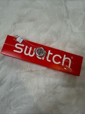 Swatch Transparent Band Watch with Multicolor Dial